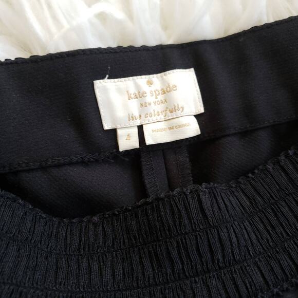 Kate Spade Edie Cigarette Pants Black Gold Zip Stretch Knit Banded Waist Women 4 - Picture 8 of 9